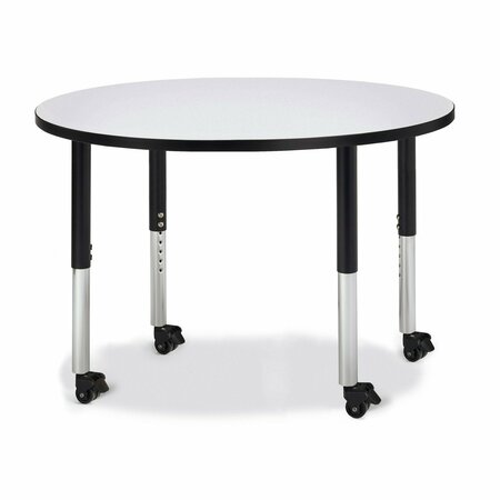 JONTI-CRAFT Berries Round Activity Table, 42 in. Diameter, Mobile, Freckled Gray/Black/Black 6468JCM180